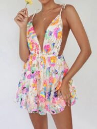 Women's Dresses V-Neck Open Back Sequins Lace-Up Mini Dress - Image 6