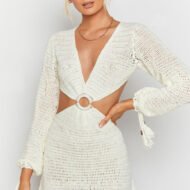 Knitted Cutout Bell Sleeve Dress - Image 18