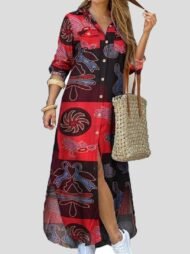 Printed Single-breasted Maxi Dress - Image 3