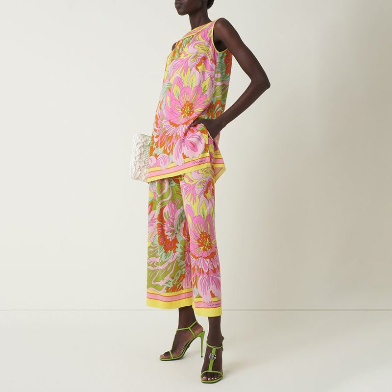 7FA48D10-44DD-6336-CF9C-51C7EEC6E3AC.jpg Colorful Floral Printed Sleeveless Holiday Two-piece Set - Image 1