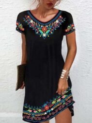 Women's Dresses Printed Short Sleeve Mini Dress - Image 2