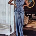 Women's Dresses Shiny One-Shoulder Sleeveless Split Party Dress
