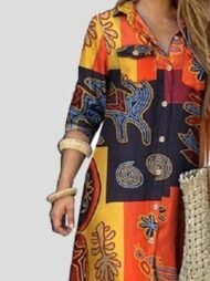 Printed Single-breasted Maxi Dress