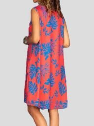 Women's Dresses Printed Crew Neck Sleeveless Pocket Casual Dress - Image 3