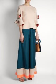 Color Block Bow Short Sleeve Elegant Two-piece Set - Image 2