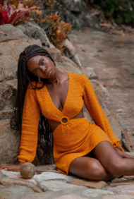 Knitted Cutout Bell Sleeve Dress - Image 12