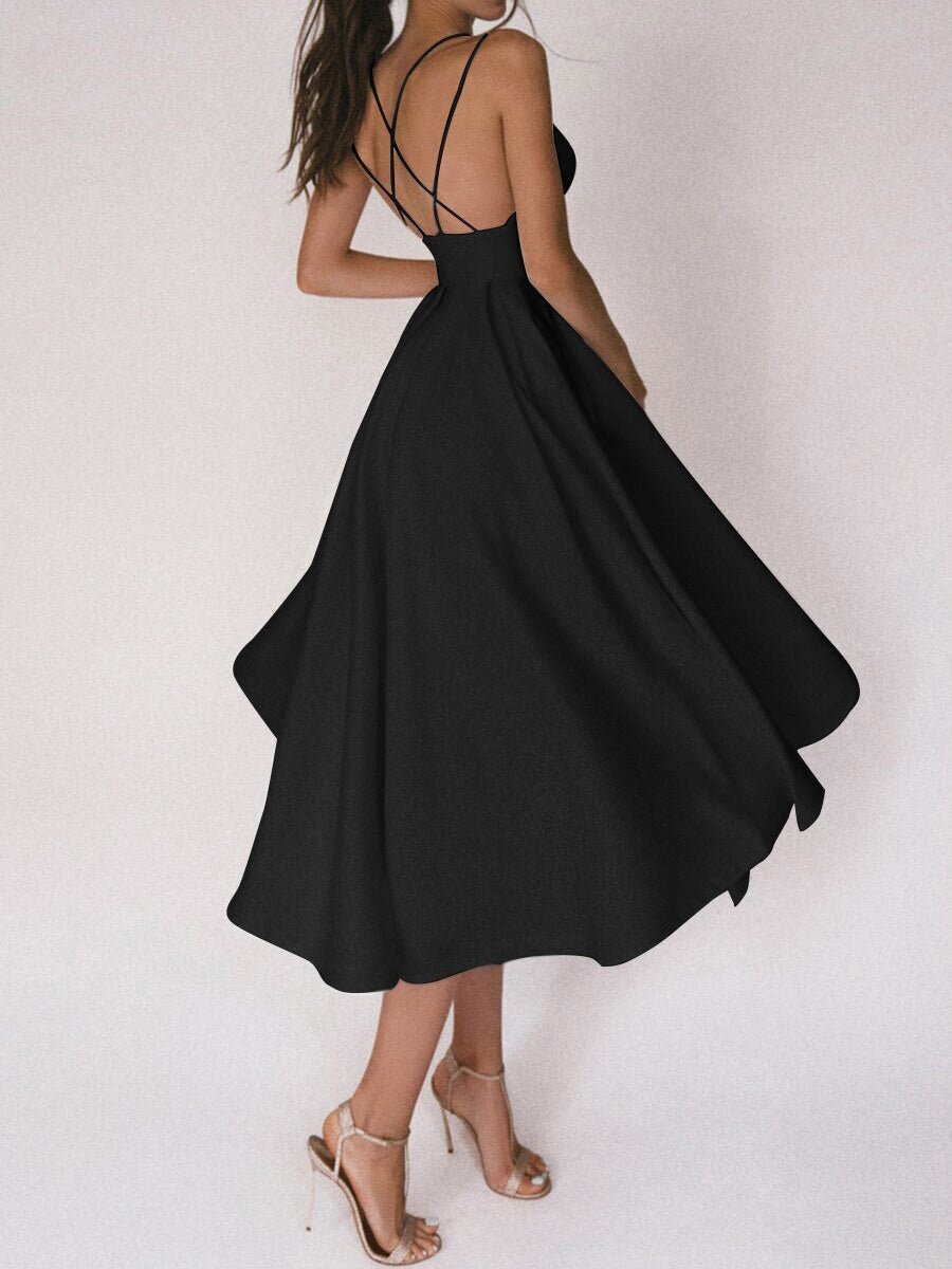 ECE60172-AB6B-DE36-27CF-2CFDEA5C0E56.jpg Women's Dresses Solid Sling Bare Back Sleeveless Dress - Image 1