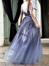 Women's Dresses Deep V Neck Vintage Gradient Evening Dress - Image 2
