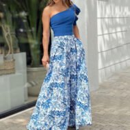 One Shoulder Cropped Top Floral Skirt Two-piece Set - Image 3